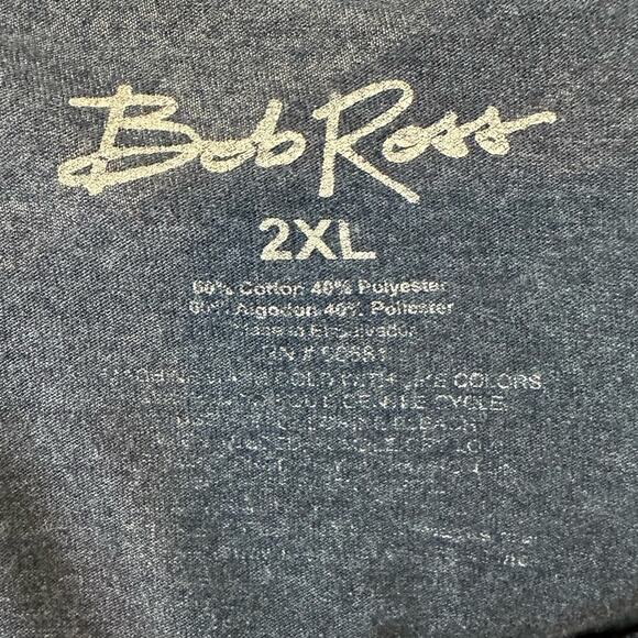 Bob Ross Graphic Tee T Shirt No Mistakes Just Happy Accidents Blue Sz 2XL XXL - Picture 3 of 4